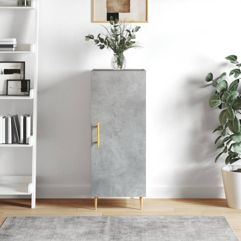 vidaXL Aparador de madera contrachapada gris hormigón 34,5x34x90 cm