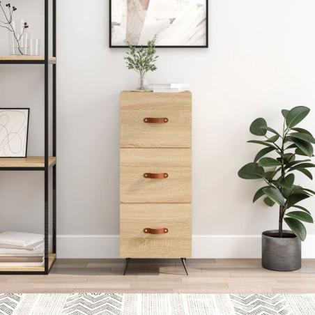 vidaXL Aparador madera contrachapada color roble Sonoma 34,5x34x90 cm