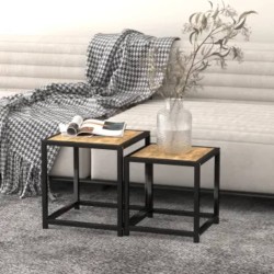 vidaXL Mesas de centro 2 unidades MDF negro y amarillo
