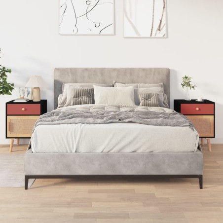 vidaXL Mesitas de noche 2 uds madera contrachapada negro 40x30x55 cm