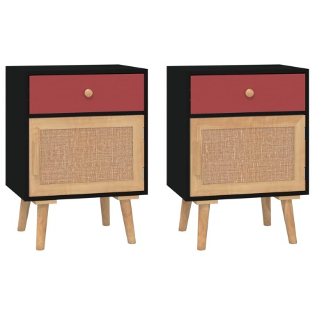vidaXL Mesitas de noche 2 uds madera contrachapada negro 40x30x55 cm