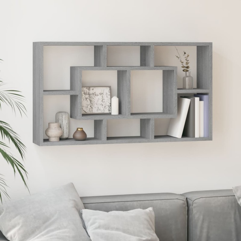 vidaXL Estantería de pared con 8 compartimentos gris Sonoma vidaXL Estantería de pared con 8 compartimentos gris Sonoma