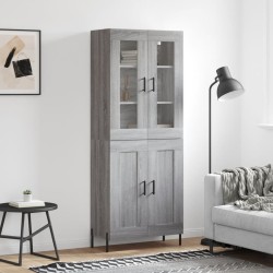 vidaXL Aparador alto madera contrachapada gris sonoma 69,5x34x180 cm