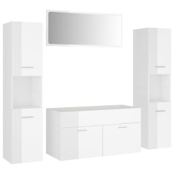 vidaXL Juego de muebles de baño madera de ingeniería blanco brillo