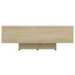 vidaXL Mesa de centro madera contrachapada blanco y roble 85x55x31 cm