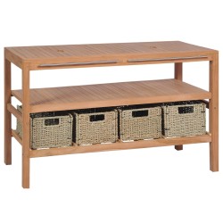 vidaXL Mueble lavabo tocador madera teca maciza 4 cestas 132x45x75 cm