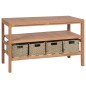 vidaXL Mueble lavabo tocador madera teca maciza 4 cestas 132x45x75 cm