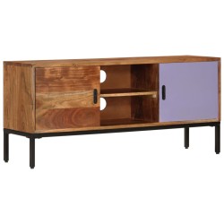 vidaXL Mueble TV madera maciza acacia marrón miel y gris 110x30x50 cm