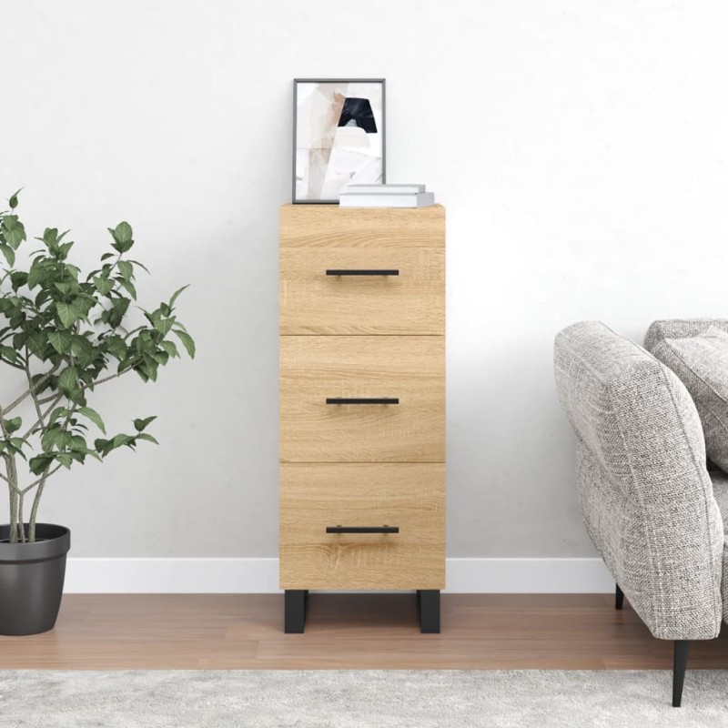 vidaXL Aparador madera contrachapada color roble Sonoma 34,5x34x90 cm