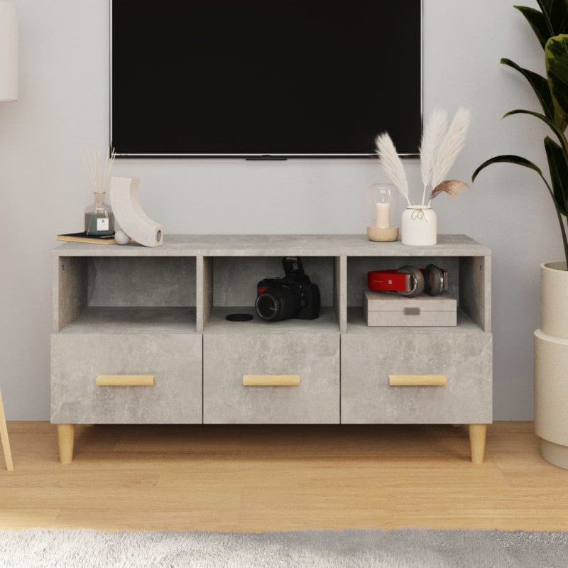 vidaXL Mueble de TV madera de ingeniería gris hormigón 102x36x50 cm vidaXL Mueble de TV madera de ingeniería gris hormigón 102x36x50 cm