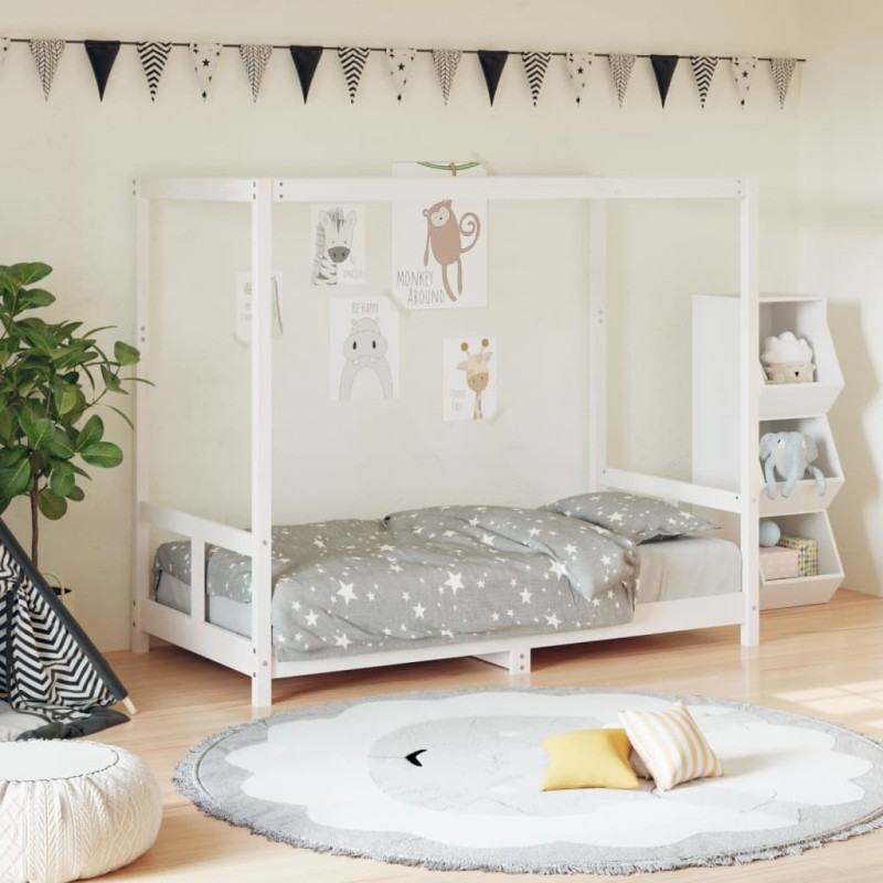 vidaXL Estructura de cama para niños madera de pino blanco 80x160 cm vidaXL Estructura de cama para niños madera de pino blanco 80x160 cm