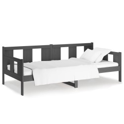 vidaXL Sofá cama madera maciza de pino gris 80x200 cm