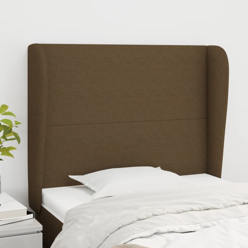 vidaXL Cabecero con orejas de tela marrón oscuro 83x23x118/128 cm vidaXL Cabecero con orejas de tela marrón oscuro 83x23x118/128 cm