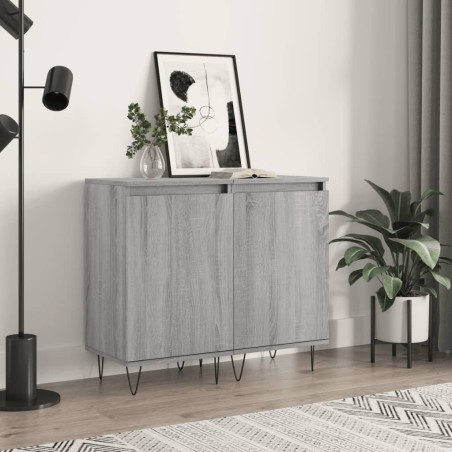 vidaXL Aparadores 2 uds madera de ingeniería gris Sonoma 40x35x70 cm