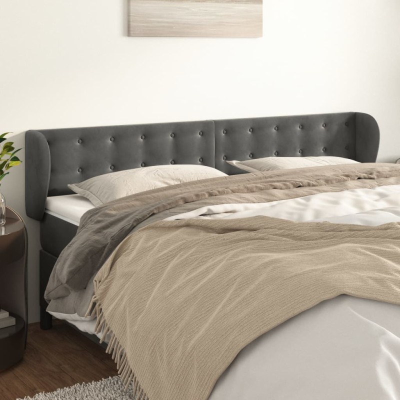 vidaXL Cabecero de terciopelo gris oscuro 203x23x78/88 cm vidaXL Cabecero de terciopelo gris oscuro 203x23x78/88 cm