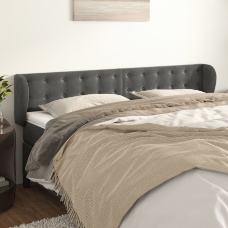 vidaXL Cabecero de terciopelo gris oscuro 203x23x78/88 cm