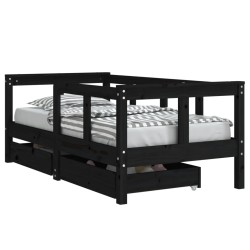 vidaXL Estructura de cama niños con cajones madera pino negro 70x140cm