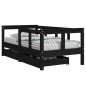 vidaXL Estructura de cama niños con cajones madera pino negro 70x140cm vidaXL Estructura de cama niños con cajones madera pino negro 70x140cm