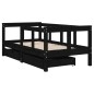 vidaXL Estructura de cama niños con cajones madera pino negro 70x140cm vidaXL Estructura de cama niños con cajones madera pino negro 70x140cm