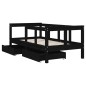 vidaXL Estructura de cama niños con cajones madera pino negro 70x140cm vidaXL Estructura de cama niños con cajones madera pino negro 70x140cm