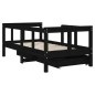 vidaXL Estructura de cama niños con cajones madera pino negro 70x140cm vidaXL Estructura de cama niños con cajones madera pino negro 70x140cm