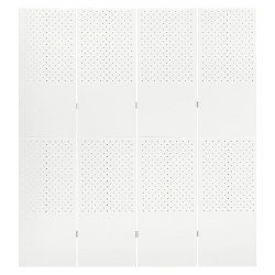 vidaXL Biombo divisor de 4 paneles acero blanco 160x180 cm