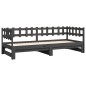 vidaXL Sofá cama extraíble madera maciza de pino gris 2x(90x190) cm