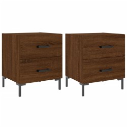 vidaXL Mesita noche 2 uds madera ingeniería marrón roble 40x35x47,5 cm