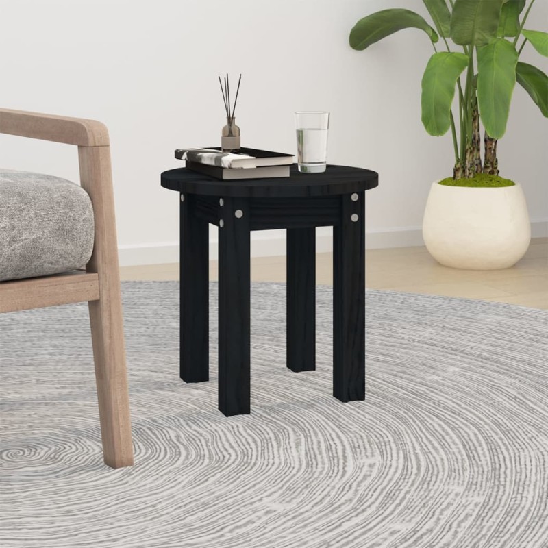 vidaXL Mesa de centro de madera maciza de pino negro Ø35x35 cm vidaXL Mesa de centro de madera maciza de pino negro Ø35x35 cm
