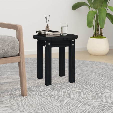vidaXL Mesa de centro de madera maciza de pino negro Ø35x35 cm