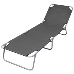 vidaXL Tumbona plegable con respaldo ajustable gris