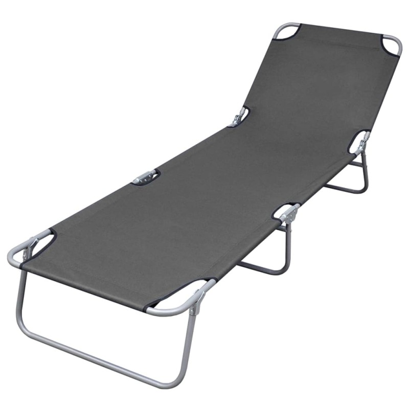 vidaXL Tumbona plegable con respaldo ajustable gris vidaXL Tumbona plegable con respaldo ajustable gris