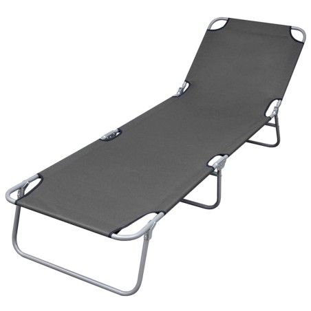 vidaXL Tumbona plegable con respaldo ajustable gris