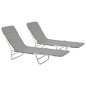 vidaXL Tumbonas plegables 2 unidades acero y tela gris vidaXL Tumbonas plegables 2 unidades acero y tela gris