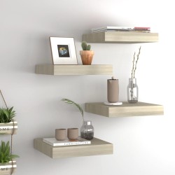 vidaXL Estantes flotantes de pared 4 uds MDF roble 23x23,5x3,8 cm