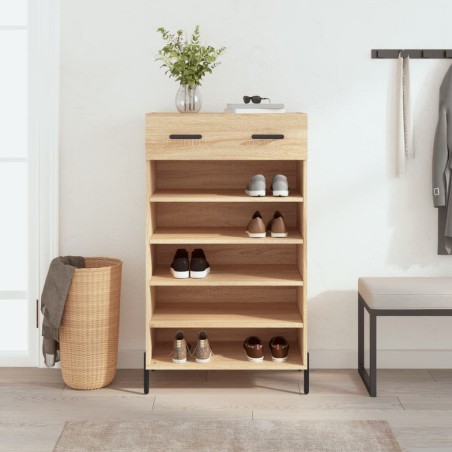 vidaXL Zapatero madera de ingeniería roble Sonoma 60x35x105 cm