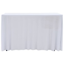 vidaXL Fundas elásticas para mesa 2 uds con falda 243x76x74 cm blanco