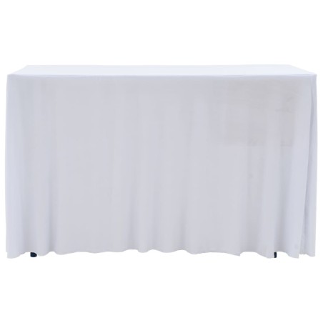 vidaXL Fundas elásticas para mesa 2 uds con falda 243x76x74 cm blanco