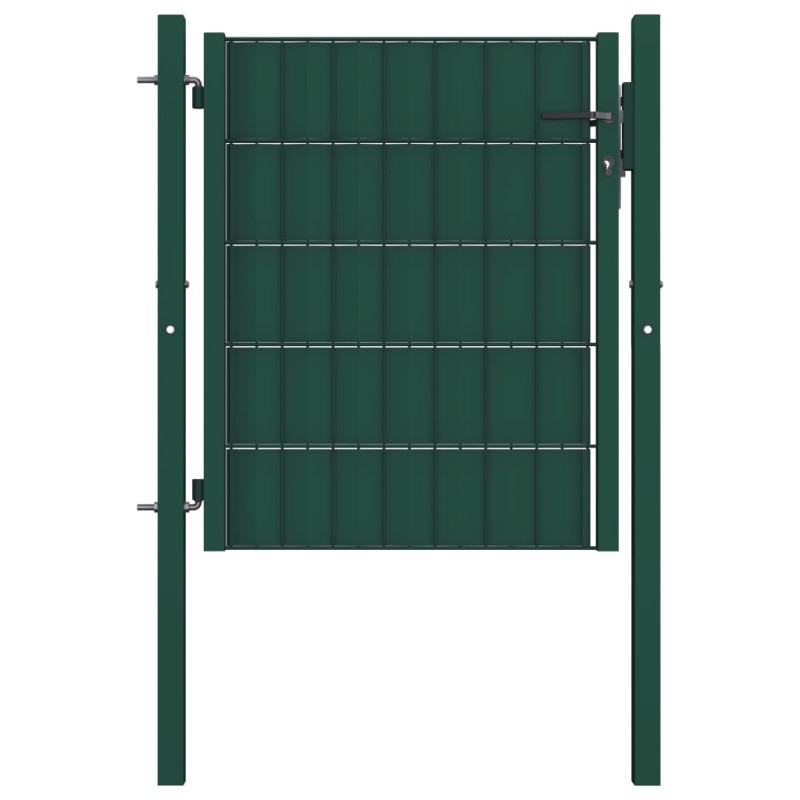 vidaXL Puerta de valla de PVC y acero verde 100x101 cm vidaXL Puerta de valla de PVC y acero verde 100x101 cm