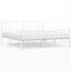 vidaXL Estructura cama metal con cabecero y estribo blanco 180x200 cm