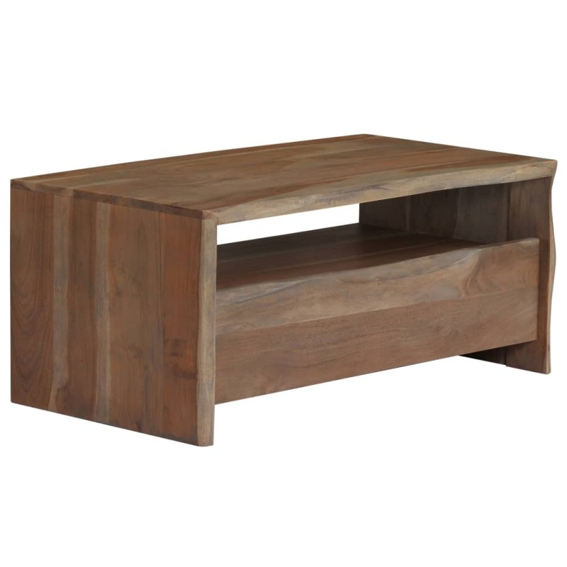 vidaXL Mesa de centro acacia maciza borde irregular 90x50x40cm gris vidaXL Mesa de centro acacia maciza borde irregular 90x50x40cm gris
