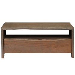 vidaXL Mesa de centro acacia maciza borde irregular 90x50x40cm gris