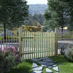 vidaXL Puerta de jardín de estacas madera de pino impregnada 100x75 cm
