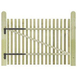 vidaXL Puerta de jardín de estacas madera de pino impregnada 100x75 cm