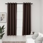 vidaXL Cortinas opacas ojales look de lino 2 pzas gris topo 140x175 cm