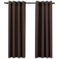 vidaXL Cortinas opacas ojales look de lino 2 pzas gris topo 140x175 cm