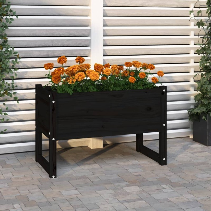 vidaXL Jardinera madera maciza de pino negro 78x40x52 cm vidaXL Jardinera madera maciza de pino negro 78x40x52 cm