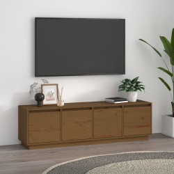 vidaXL Mueble de TV madera maciza de pino marrón miel 156x37x45 cm