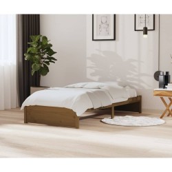 vidaXL Estructura de cama madera maciza marrón miel 90x200 cm