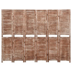 vidaXL Biombo de 6 paneles madera maciza de paulownia marrón 210x165cm